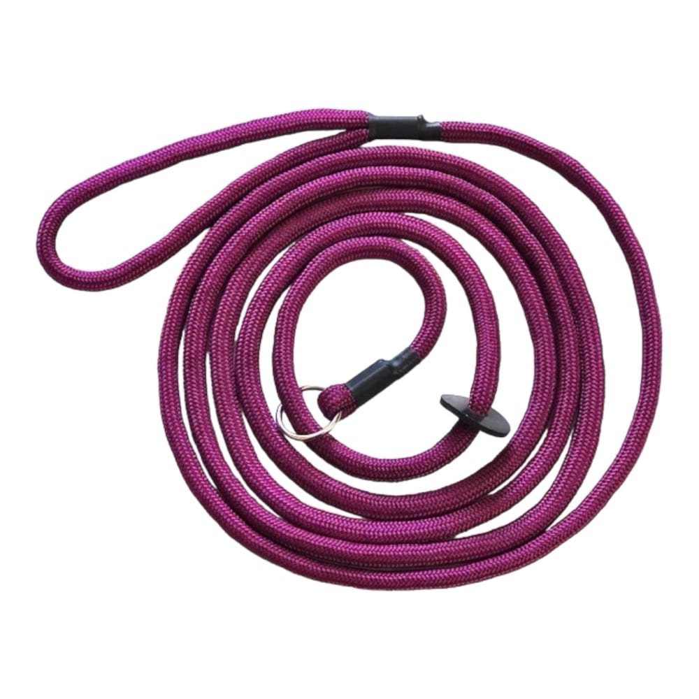 Handmade Strong Double Braided Slip Lead 9mm In Burgundy